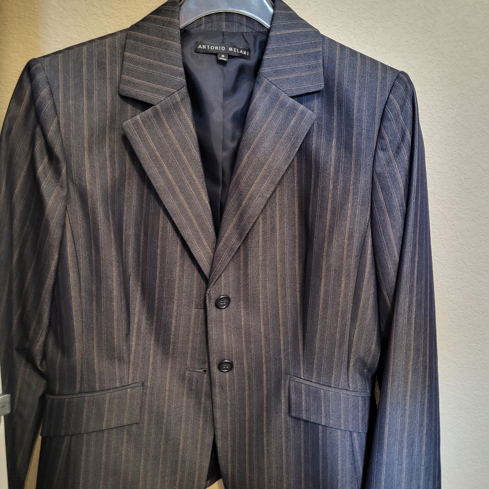 Antonio Melani Gray Pinstripe Ladies Suit (2 Pieces)